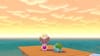 A Ditto that resembles Chris Plante stands beside a bulbasaur on a pier, looking out at a sunset.